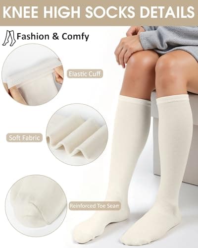 4 Pairs Ladies Knee High Socks Womens 4-7 Autumn Long Cotton Welly Gifts — view 2