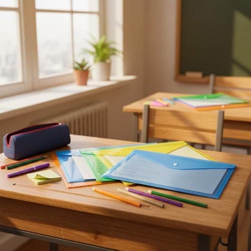 Plastic Document Wallets A5 File Folder 6 Pack with Stud Fastener Button - Assorted Colour Ideal for Office, School and Personal Uses — view 6
