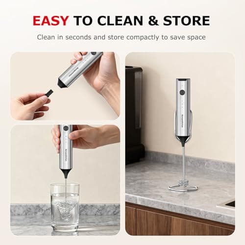 Bonsenkitchen USB Rechargeable Stainless Steel Electric Milk Frother,MF8713 — view 6