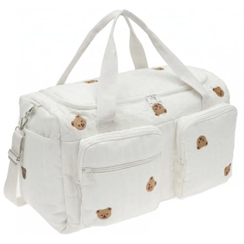 Hospital Maternity Bag, Baby Changing Bags with Shoulder Strap(White Bears)