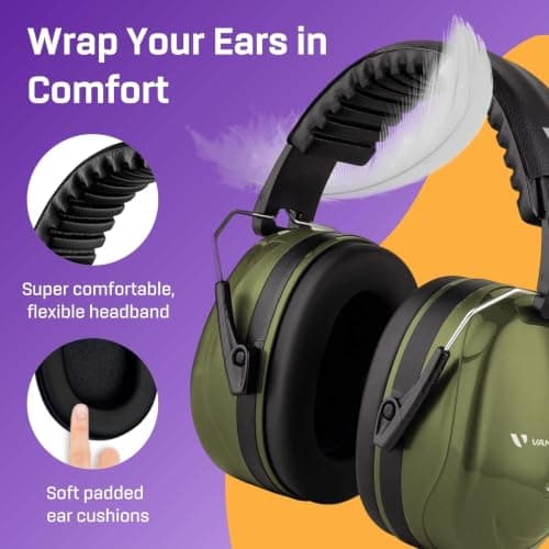 Vanderfields Adult/Teens Ear Defenders, Noise Cancelling, Army Green — view 5