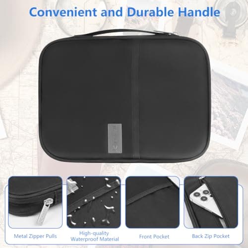 Auccu Passport Holder Travel Wallet, Large Capacity Family Travel Document Holder Organiser Waterproof for Women & Men for Cash, Passport, Boarding Pass, ID Card, Credit, Tickets, Pen, Black L — view 4