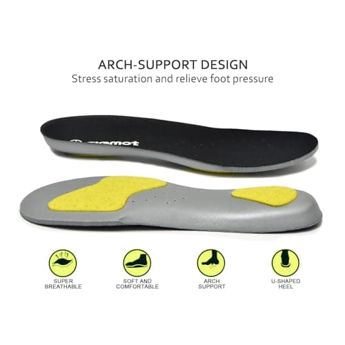 riemot Sports Insoles Men, Shock-Absorbing Shoe Inserts for Walking, Running, Work, Breathable Cushion Pads for Trainers Sneakers, All-Day Comfort Inner Soles, Black, UK 12 — view 6