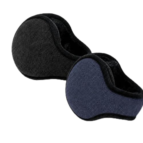 NWDEY 2 Pack Winter Warmers Ear Muffs for Women and Men，Black*Navy