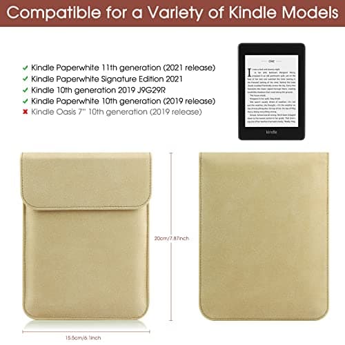 HoYiXi Sleeve Case for 6",6.8",7 Inch Kindle Paperwhite/Colorsoft/Signature Edition 2024-2012 Sleeve Bag Pouch Cover Case for 6 Inch - 6.8 Inch Kobo/Tolino/Pocketbook ebook Reader - Khaki — view 2