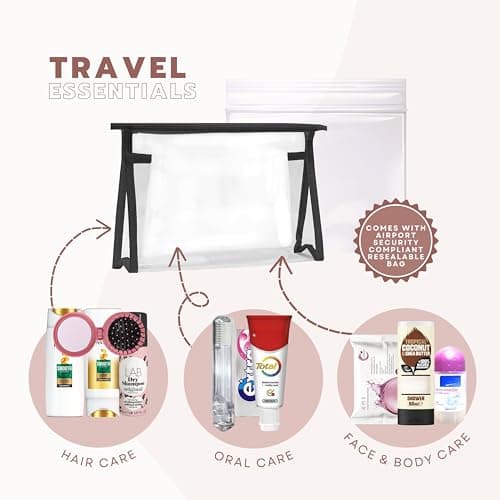 Fabylz Mart Travel Size Toiletries Essentials Women Mini Set Miniature for Vacation, Holidays, Hospital Maternity | Clear Travelling Bag | Airport Security Approved — view 2