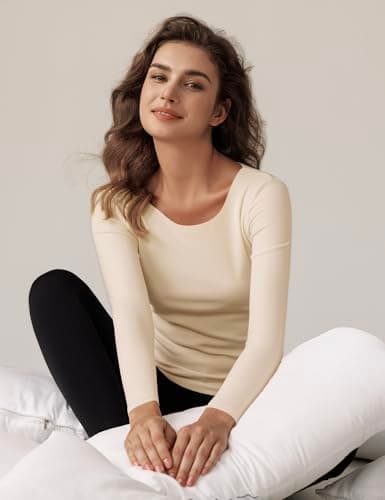 Harlamvar Plus Size Womens Fleece Lined Base Layer Winter Underwear Shirt — view 4