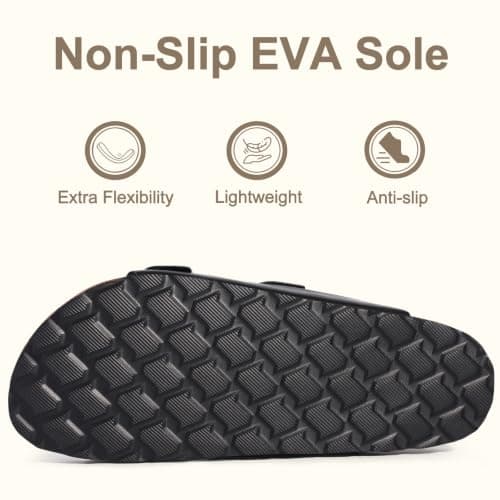 KIDMI Women Sandals Arch Support Cork Footbed Slide,Black Oily 5 — view 6