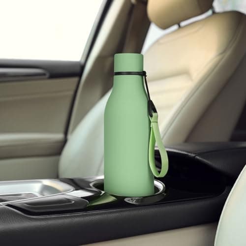 flintronic 550ml Water Bottles with Strap,Double Wall Vacuum Insulated Water Bottles Keeps Drinks Cold 24 Hrs/Hot 12 Hrs|Leak Proof|BPA Free,Stainless Steel Water Bottles for Gym,Hiking-Matcha Green — view 6