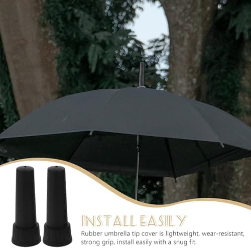 Baluue 2pcs Rubber Stick Umbrella Tip Covers Replacement Black — view 4