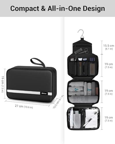Maliton Hanging Toiletry Bag, Waterproof Wash Bag with 4 Compartments — view 2