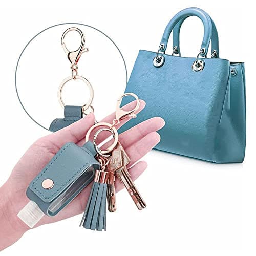 ZHUOEEDAAY 2PCS Refillable Travel Bottles Empty Leakproof Plastic Travel Bottle with Leather Keychain Oil for Hand Sanitizer, Travel, Outdoor Activities, School — view 3