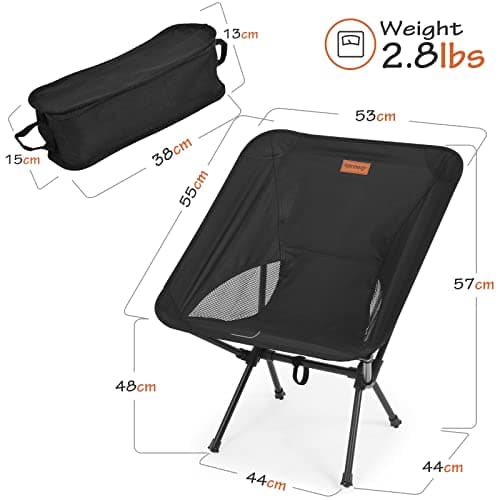 Rainberg Ultra Lightweight Camping Chair, Folding Chair, Camping Chairs for Adults, Foldable Garden Outdoor Picnic BBQ Chairs. (Pack of 1, Black) — view 3