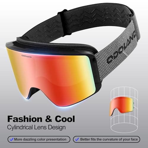 Odoland Ski Goggles Set with Detachable Magnetic Lens, Frameless Interchangeable Lens for Cloudy or Sunny, Anti-Fog UV Protection Men Women Snow Goggles for Skating Skiing and Snowboard — view 4