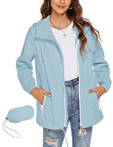 Rapbin Trench Coats for Women Waterproof Summer Jackets Packable Raincoat