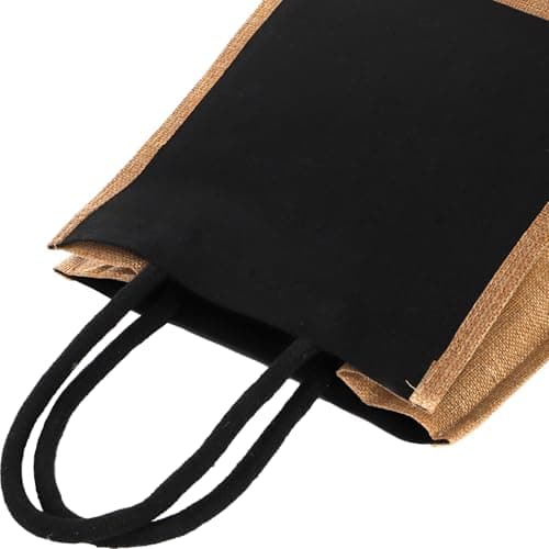 SOUJOY 6 Pack Burlap Tote Bags, Reusable Gift Tote with Handles, Black Jute Beach Bags, Canvas Grocery Shopping Tote for Bridesmaid, DIY, Shopping, Pool, Wedding Bag — view 6