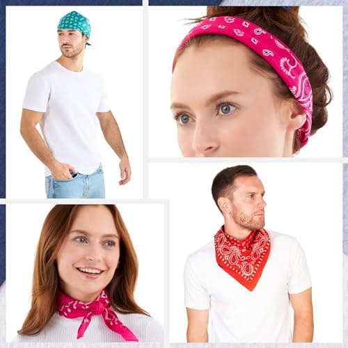Bandana for Men & Women - Red, Pink, Teal Set of 3 Pirate Cowboy Headband — view 4