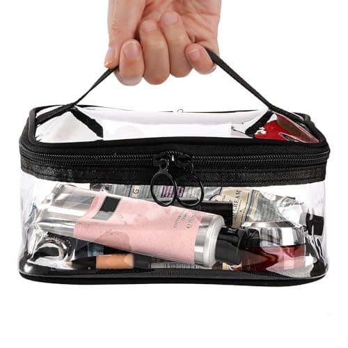 Peohud 4 Pack Clear Makeup Bags with Zipper, Waterproof Toiletry Bag, Portable Cosmetics Bags, Transparent Travel Storage Pouch Toiletry Bag Organizer with Handle for Bathroom, Travel, Vacation — view 6