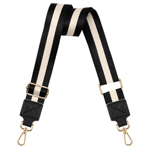 ShinningCare Bag Strap, Wide Replacement Shoulder Handbag Straps for Women Men, 1.5" - (3.8 CM) Adjustable Wide Canvas Crossbody Strap with Leather End - White/Gold