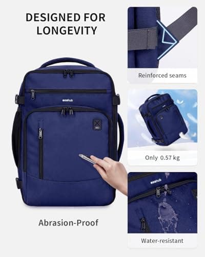 ECOHUB for Ryanair Cabin Bags 40x20x25, Underseat Hand Luggage Backpack with Laptop Compartment, Recycled Travel Carry on Bag, Flight Rucksack with Anti-Theft Pocket, Patented, Blue-20L — view 5