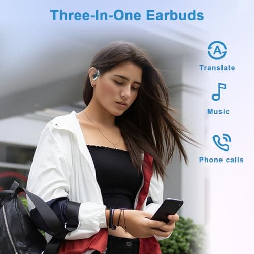 BZRYPREC OWS 144-Language AI Translator Earbuds - Real-Time Speech Translation with Accent Recognition - Learning/Travel/Business Bluetooth Earbuds（Black） — view 4