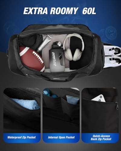 Gonex 60L Gym Duffel Bag with Shoe Compartment, Large Capacity — view 2