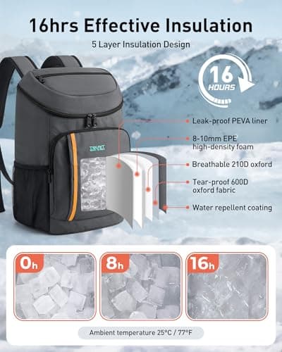 TOURIT Cooler Backpack 30 Cans, Insulated Leak-Proof Bag for Camping, Beach — view 3