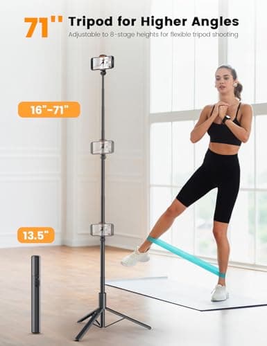 ANXRE 71"/180cm Phone Tripod for Phone＆Camera, NT79 Extendable Selfie Stick — view 2