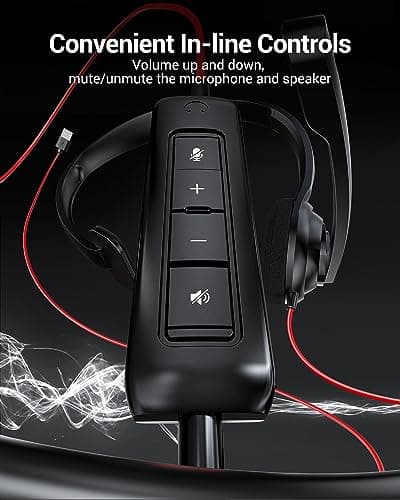 NUBWO HW02 USB Headset with Microphone Noise Cancelling &in-line Control, Ultra Comfort Computer Headset for Laptop pc, On-Ear Wired Office Call Center Headset for Boom Skype Webinars, 5 Packs — view 6