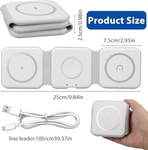 3 in 1 Wireless Charging Station for A-pple Magnetic Foldable Travel — view 2