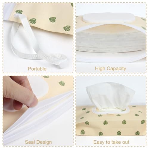 2Pcs Baby Wipes Dispenser, IKR Portable Refillable Wet Wipe Bag Reusable Waterproof for Travel, Camping, Daily Use (Green) — view 3