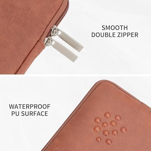 RAINYEAR 11 Inch Laptop Sleeve PU Suede Leather Carrying Case, Brown — view 2