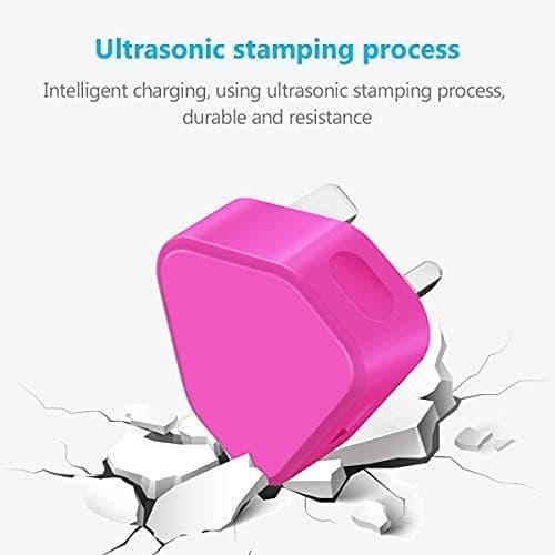 Themax® 1000mAh USB UK 3 Pin Plug Travel Charger Adapter CE Approved Compatible iPhone iPad All Models Samsung Galaxy HTC LG Sony Huawei Motorolla Etc (Hot Pink) — view 4