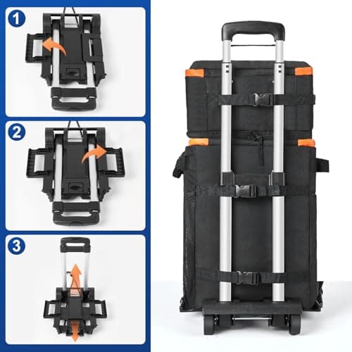 Odoland 72-Can Cooler Box on Wheels, Leakproof Insulated Soft Rolling Cooler Bag with Stable All Terrain Cart and Handle Collapsible for Camping Beach Fishing Picnic — view 3