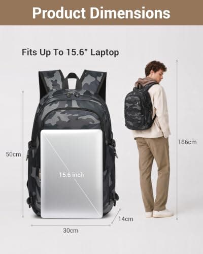 Kono Laptop Backpack School Bag Anti Theft Rucksack for Men Dark Blue — view 4