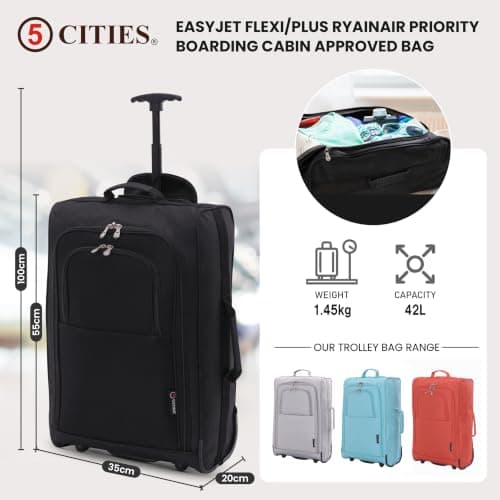 5 Cities 55cm Cabin Trolley Bag & 40x20x25 Underseat Bag for Ryanair Set — view 2