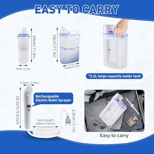 Portable Bidet, 2.5L Electric Rechargeable Handheld Portable Bidet Sprayer — view 3