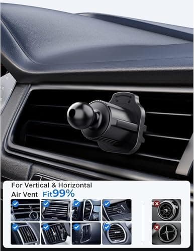 Black Universal Mobile Bracket Clip, Air Vent Clip For Most Car Phone Holder Cellphone Holder Mount Grip With Joint Ball Dia 17mm Air Vent Clip For Car Phone Mount Automobile Accessories — view 5