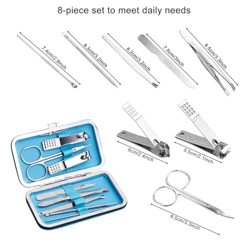 12 Pack Bulk Manicure Set, Sturdy Nail Clippers Kit (8-in-1, 4 Colors) — view 6