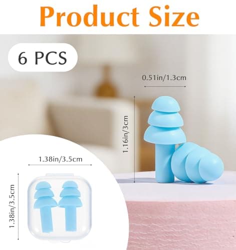 6 Pairs Reusable Ear Plugs, Waterproof Ear Plugs - Reusable Travel Earplugs with Earplug Case for Sleep, Swimming, Snoring, Concerts, Work, Transparent Color — view 2