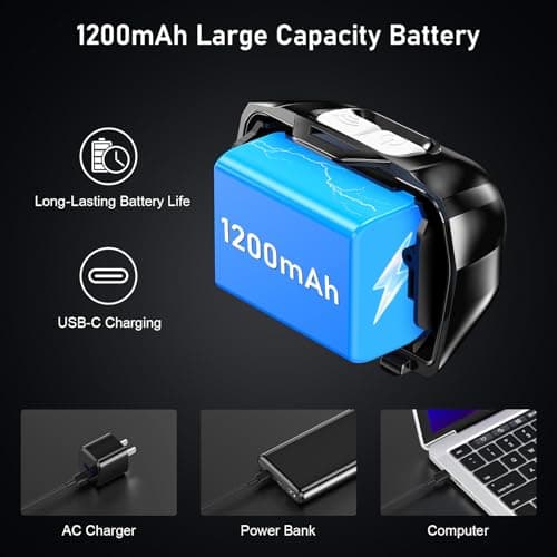 Blukar Head Torch Rechargeable, 2 Pack 2000L Super Bright Headlamp-8 Modes — view 6