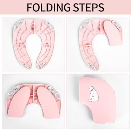 Foldable Baby Kids Potty Toilet Training Seat, Travel Portable Folding Toddler Toilet Seat, Non-Slip, with Carry Bag — view 3