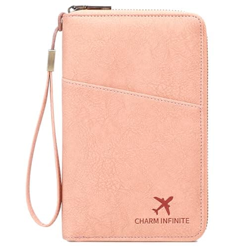 Toctax Passport Holder Travel Wallet for Family, RFID Passport Wallet Travel Document Holder for Men and Women (Pink)