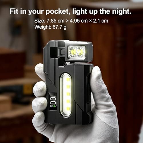 Mini EDC torch,Rechargeable Type-C , 90° Rotatable LED, Waterproof,Grey — view 3