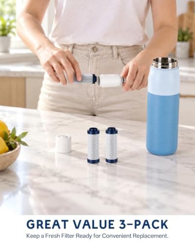 3-Pack Replacement Water Bottle Filters for LARQ Bottle Filtered — view 4