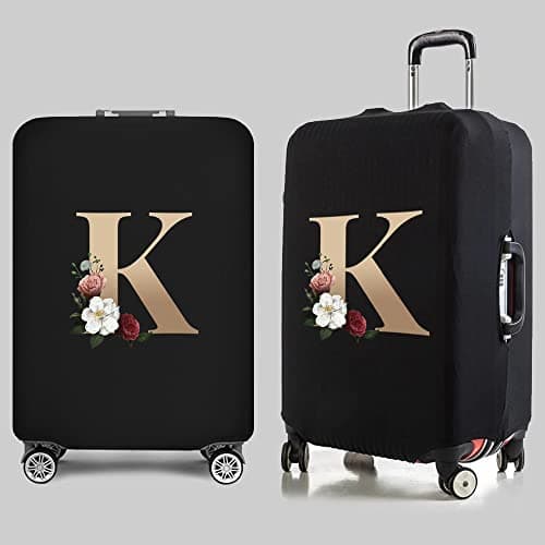 Initial Letter Printed Design Travel Trolley Case Cover Protector Washable Suitcase Cover Luggage Storage Covers for 18-28 Inch Luggage Cover (L (26-28 inch Luggage), gold K) — view 3