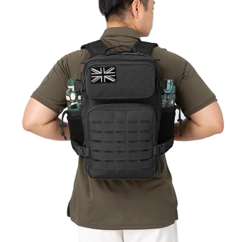 QT&QY 25L Military Tactical Backpacks For men Survival Army Laser cut Molle Daypack small EDC Bug Out Bag Gym Rucksack With Dual Cup Holders medical Rucksack Black — view 4