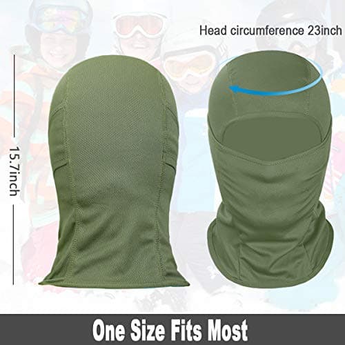 Achiou Balaclava Face Mask, Ski Mask UV Protector Lightweight for Motorcycle Cycling Running Green — view 3