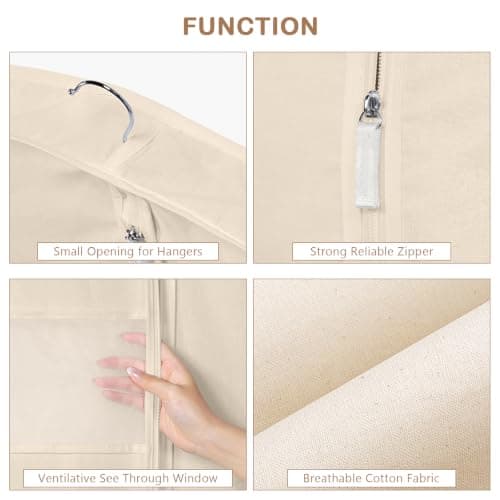 Univivi Premium Cotton Garment Clothes, 40inch Suit Cover Bags, 3 Pack — view 2