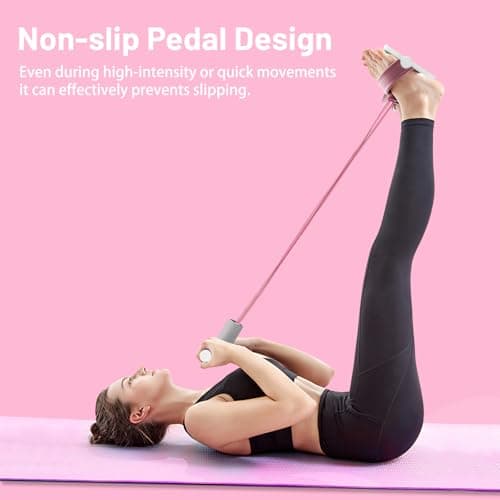 Multifunctional Pedal Puller Resistance Rope - 4 Elastic Tube Gym Bands Resistance, Ankle Resistance Bands, Home Gym/Pilates Workout Equipment Accessories for Women Fitness, Fitness Technology, Pink — view 5